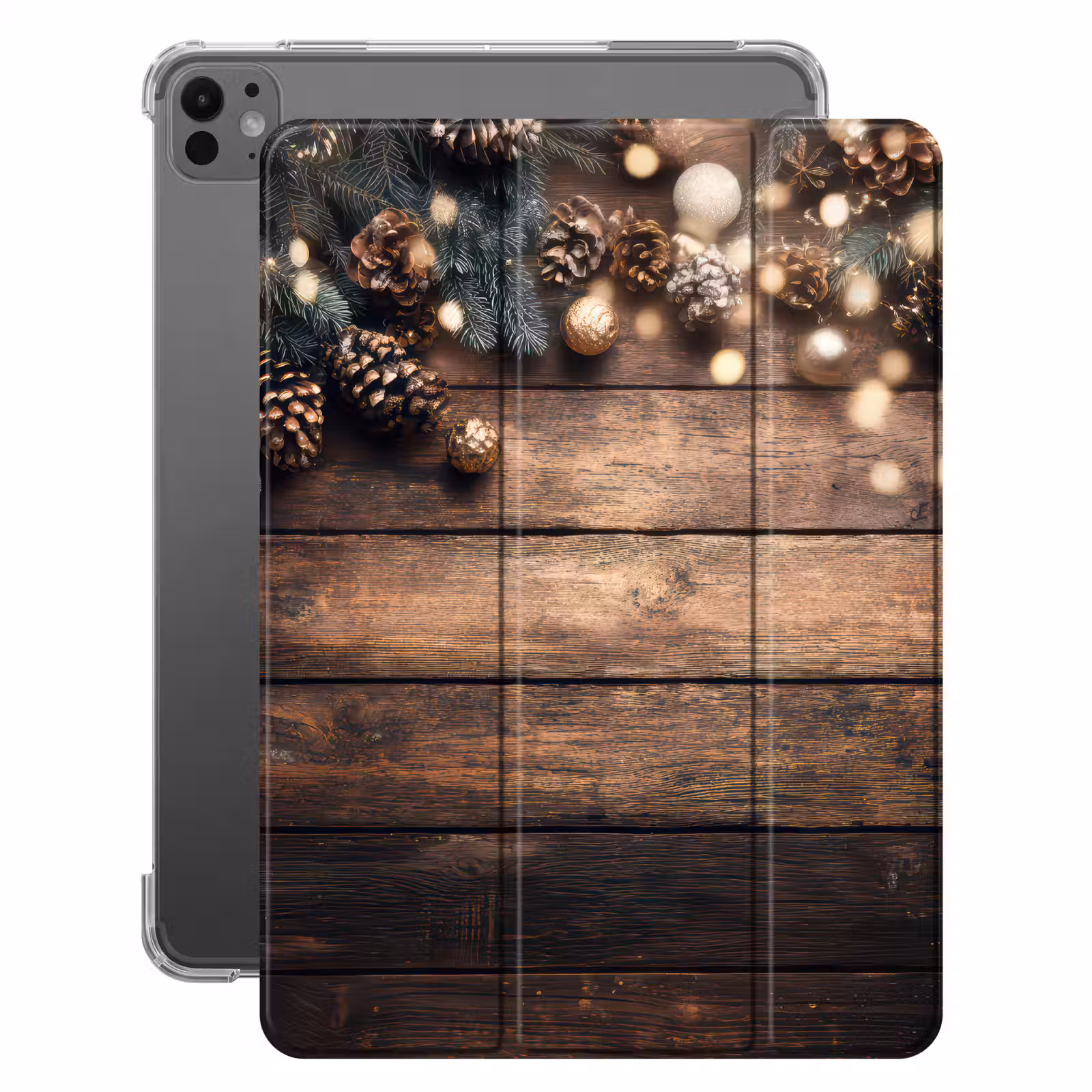iPad-Hülle - Weihnachtsdekoration - Holz - Tannenzapfen - Braun — 1