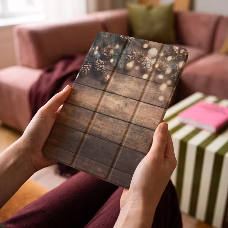 iPad-Hülle - Weihnachtsdekoration - Holz - Tannenzapfen - Braun — 4