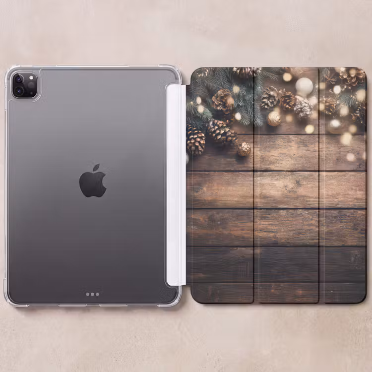 iPad-Hülle - Weihnachtsdekoration - Holz - Tannenzapfen - Braun — 6