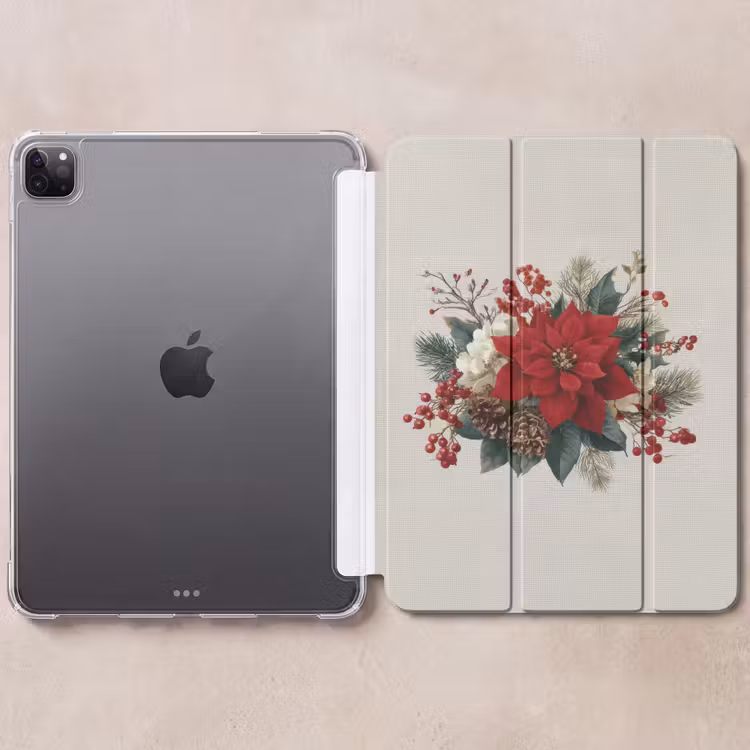 iPad-Hülle - Weihnachtsgesteck - Weihnachtsstern - Tannenzapfen - Rot — 6