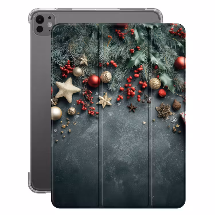 iPad-Hülle - Weihnachtsrahmen - Stechpalme - Farbenfroh — 1