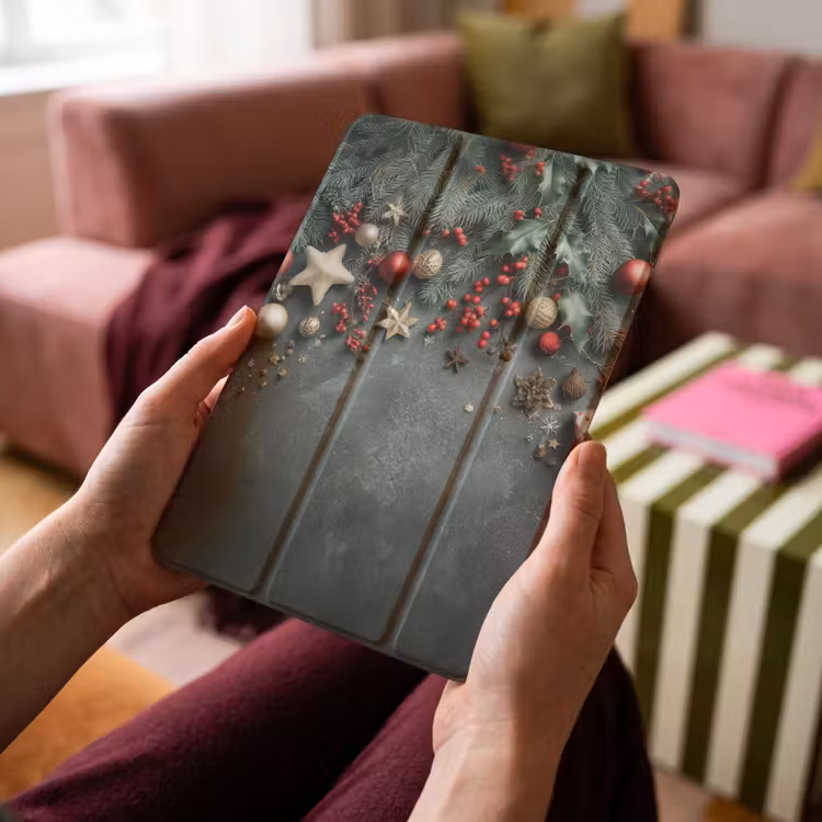 iPad-Hülle - Weihnachtsrahmen - Stechpalme - Farbenfroh — 4