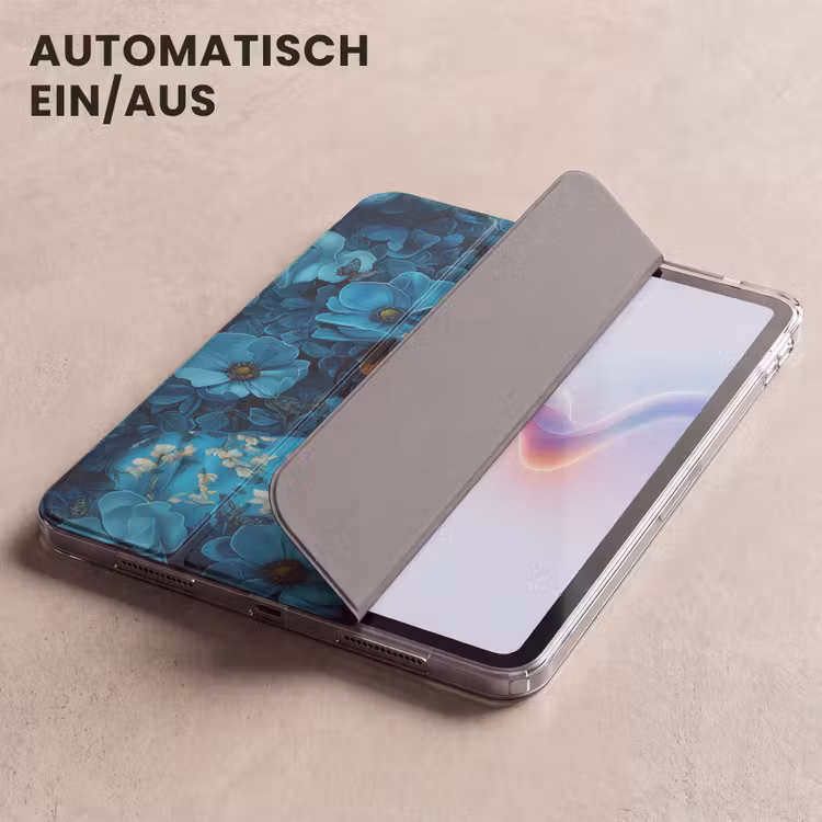 iPad-Hülle - Frau - Blumen - Blau - Ästhetik - Luxus — 5