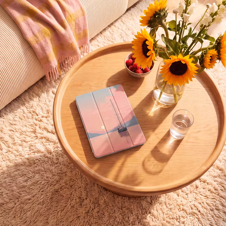 iPad-Hülle - Segelboot - Rosa Meer - Sonnenuntergang - Berge — 2