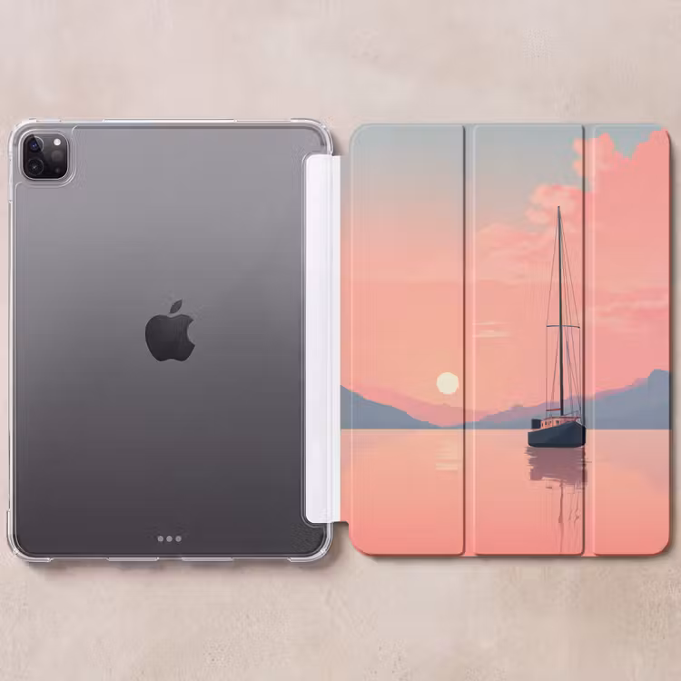 iPad-Hülle - Segelboot - Rosa Meer - Sonnenuntergang - Berge — 6