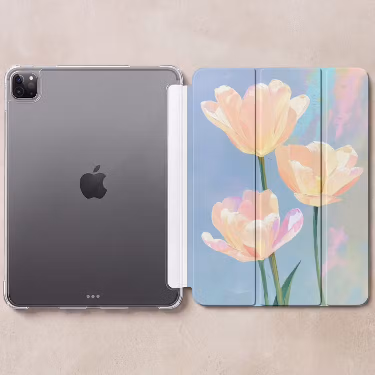 iPad-Hülle - Tulpen - Rosa Akzente - Blau — 6