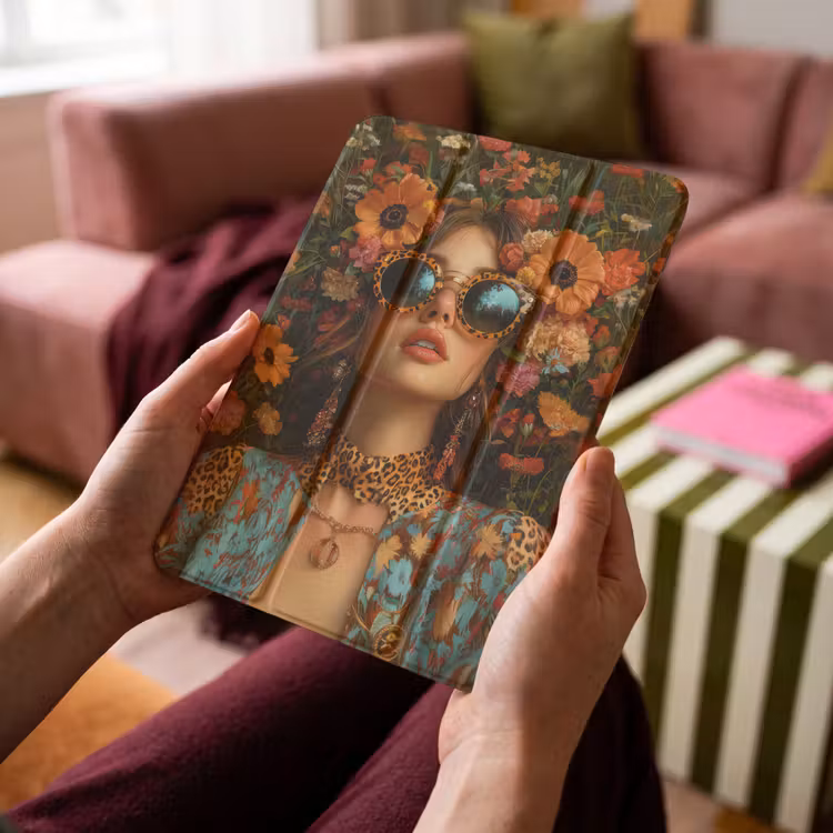iPad-Hülle - Frauen - Blumen - Modern - Brille - Abstrakt — 4
