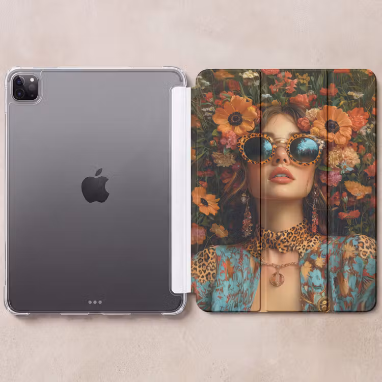 iPad-Hülle - Frauen - Blumen - Modern - Brille - Abstrakt — 6