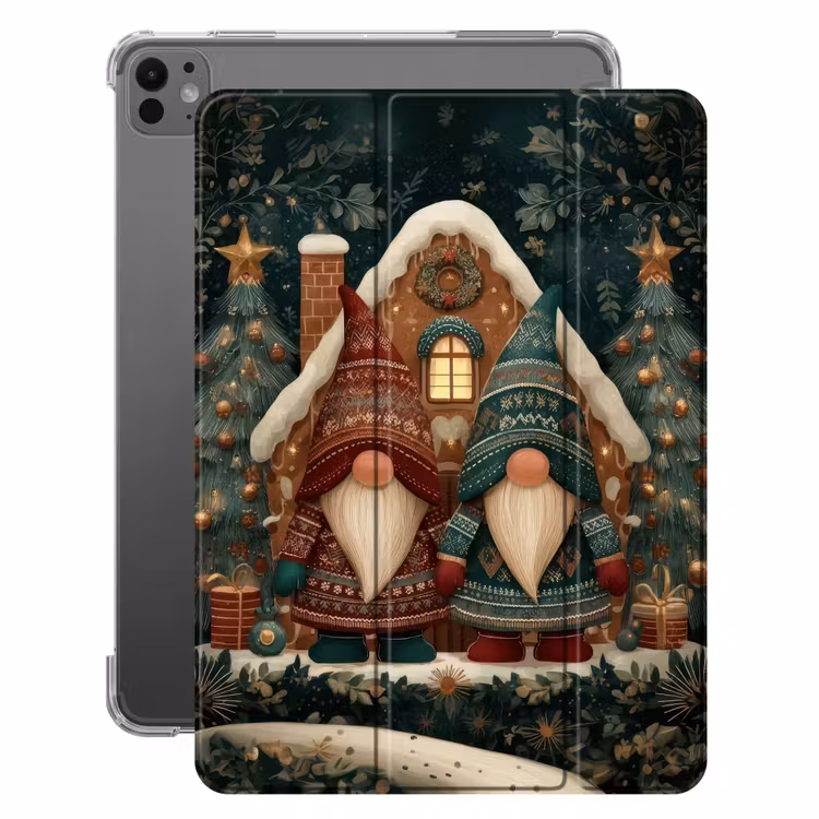 iPad-Hülle - Weihnachten - Wichtel - Lebkuchenhaus - Rot - Grün — 1