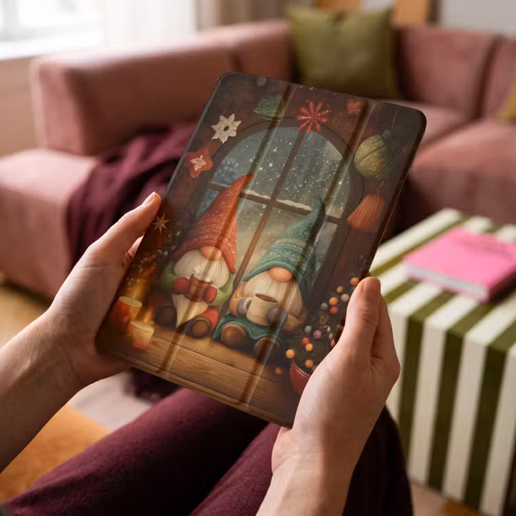 iPad-Hülle - Wichtel - Weihnachten - Fenster - Farbenfroh — 4