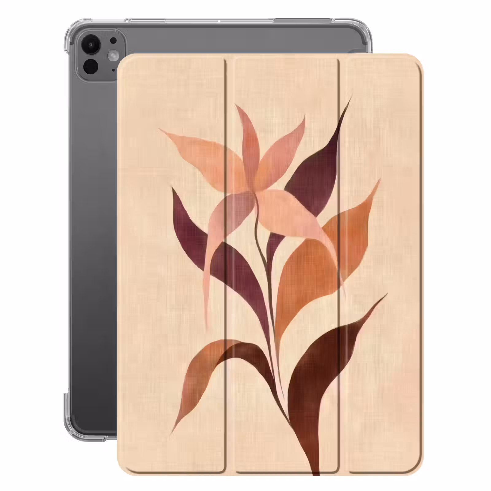 iPad-Hülle - Minimalistisch - Blume - Blätter - Beige — 1