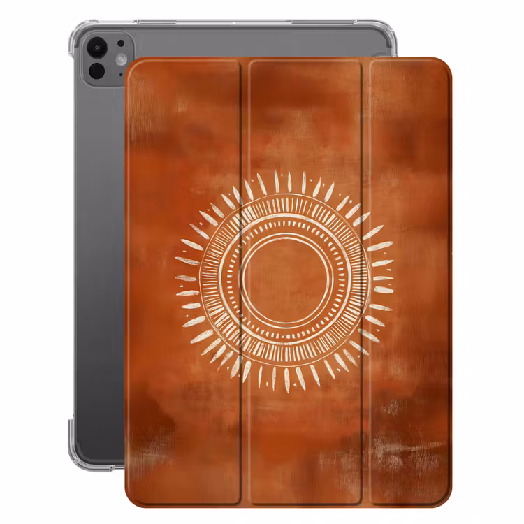 iPad-Hülle - Abstrakt - Linien - Sonnenstrahlen - Rötlichbraun — 1