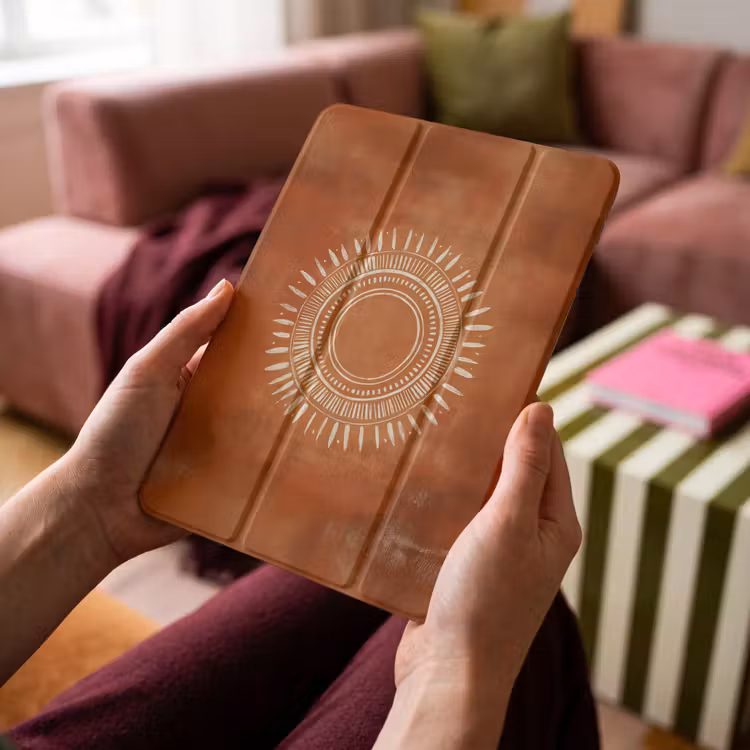 iPad-Hülle - Abstrakt - Linien - Sonnenstrahlen - Rötlichbraun — 4