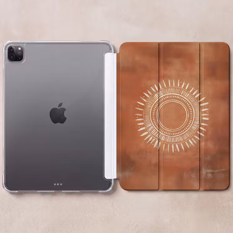 iPad-Hülle - Abstrakt - Linien - Sonnenstrahlen - Rötlichbraun — 6