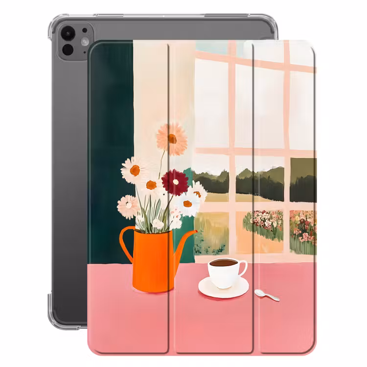 iPad-Hülle - Blumen - Kaffee - Fenster — 1