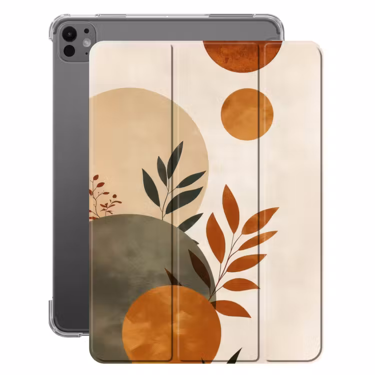 iPad-Hülle - Formen - Rund - Blätter - Beige — 1