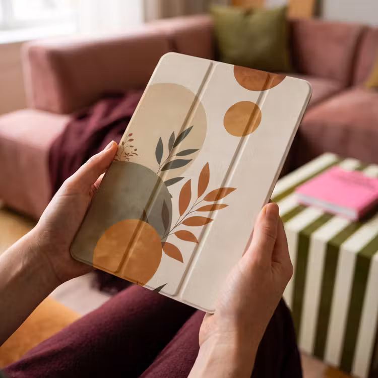 iPad-Hülle - Formen - Rund - Blätter - Beige — 4