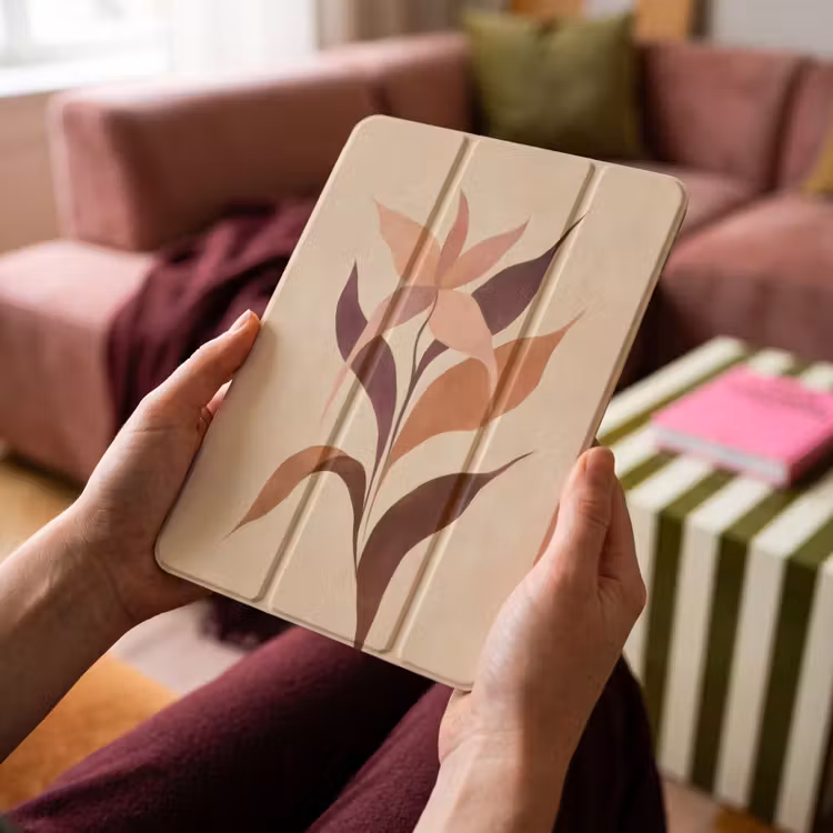 iPad-Hülle - Minimalistisch - Blume - Blätter - Beige — 4