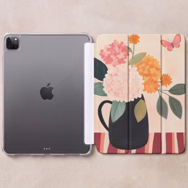 iPad-Hülle - Vase - Blumen - Schmetterling - Rot — 6