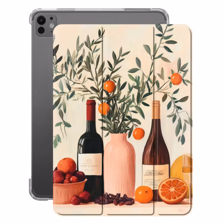 iPad-Hülle - Weinflaschen - Äste - Orangen — 1