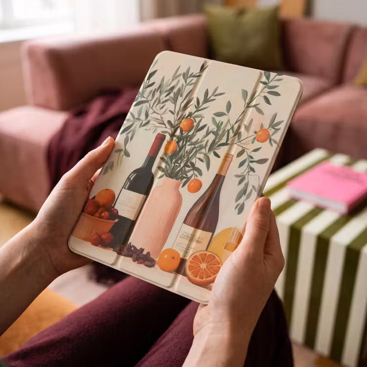 iPad-Hülle - Weinflaschen - Äste - Orangen — 4