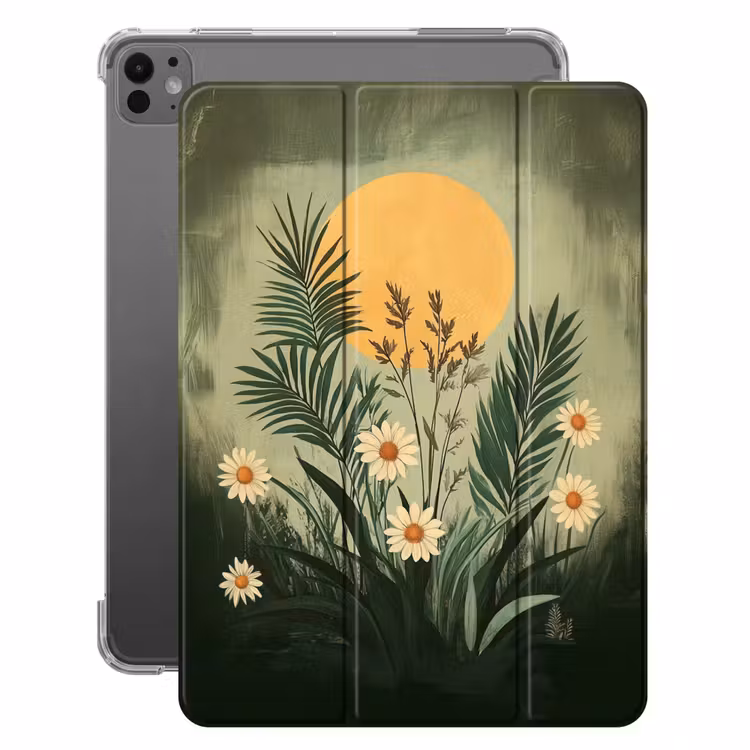 iPad-Hülle - Blumen - Blätter - Sonne - Grün — 1