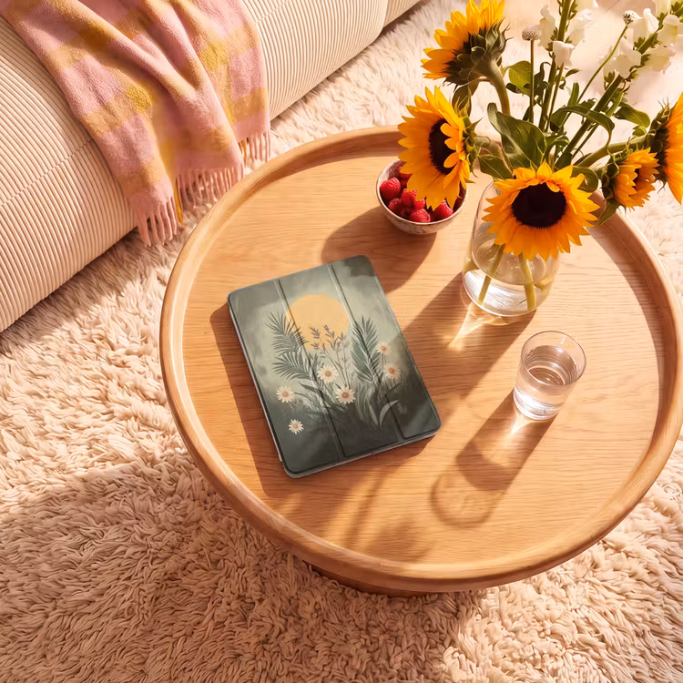 iPad-Hülle - Blumen - Blätter - Sonne - Grün — 2