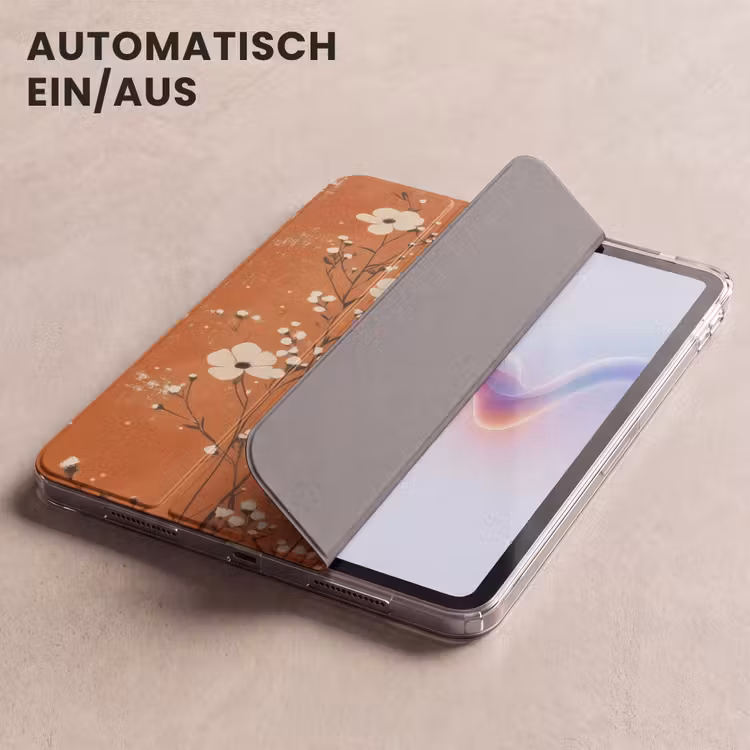 iPad-Hülle - Blumen - Weiß - Dezent - Rostfarbe — 5