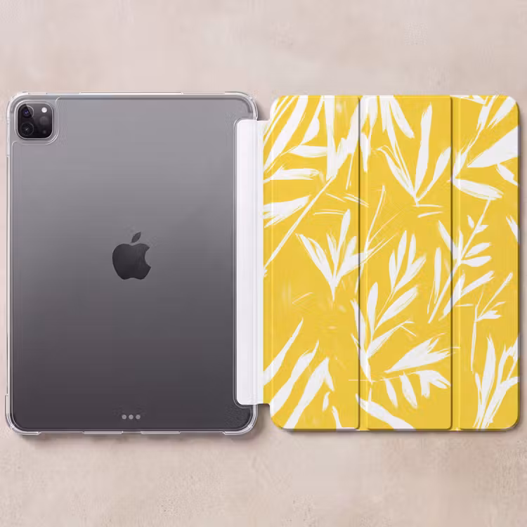 iPad-Hülle - Abstrakt - Blätter - Gelb - Pinselstriche — 6