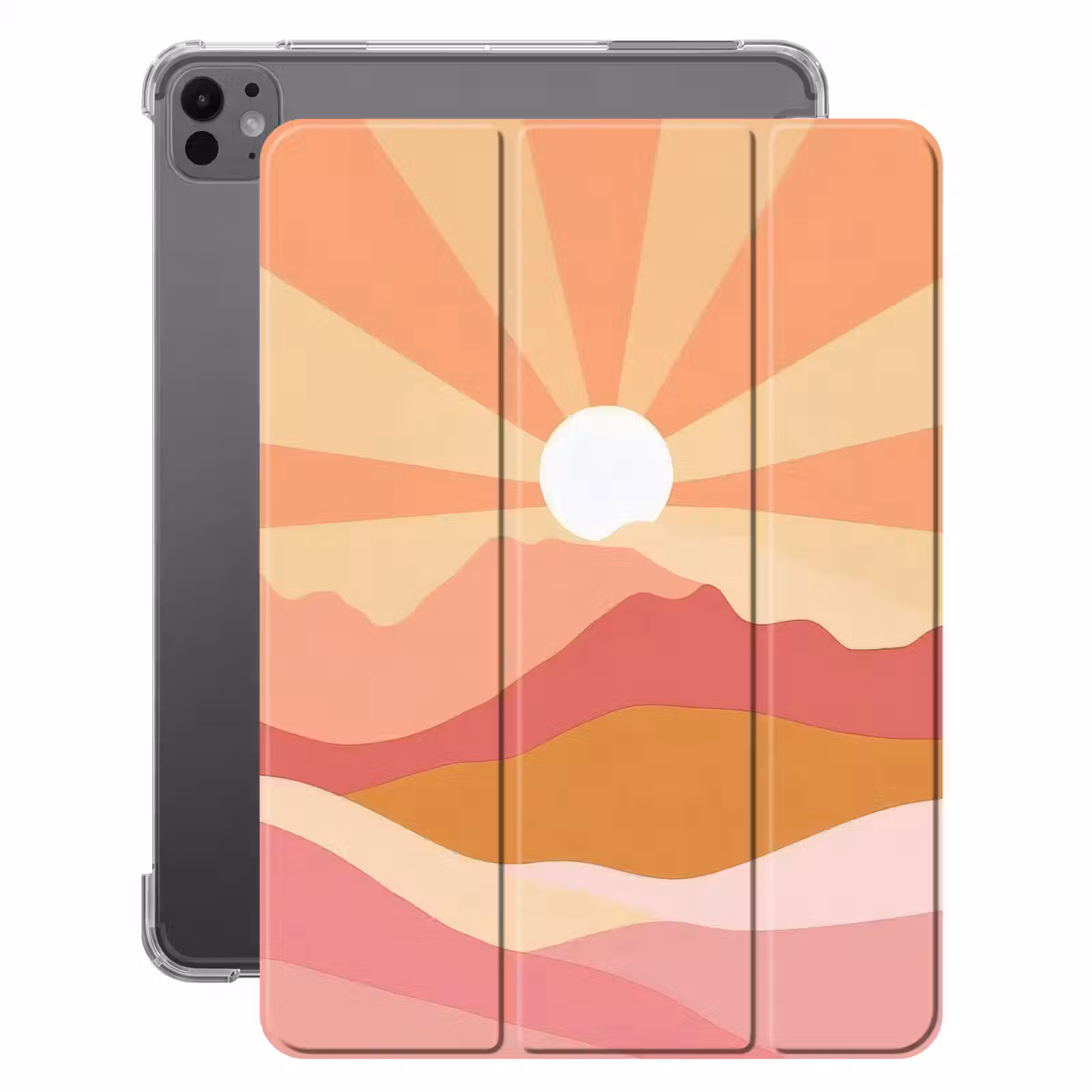 iPad-Hülle - Berge - Abstrakt - Sonnenstrahlen - Rosa — 1