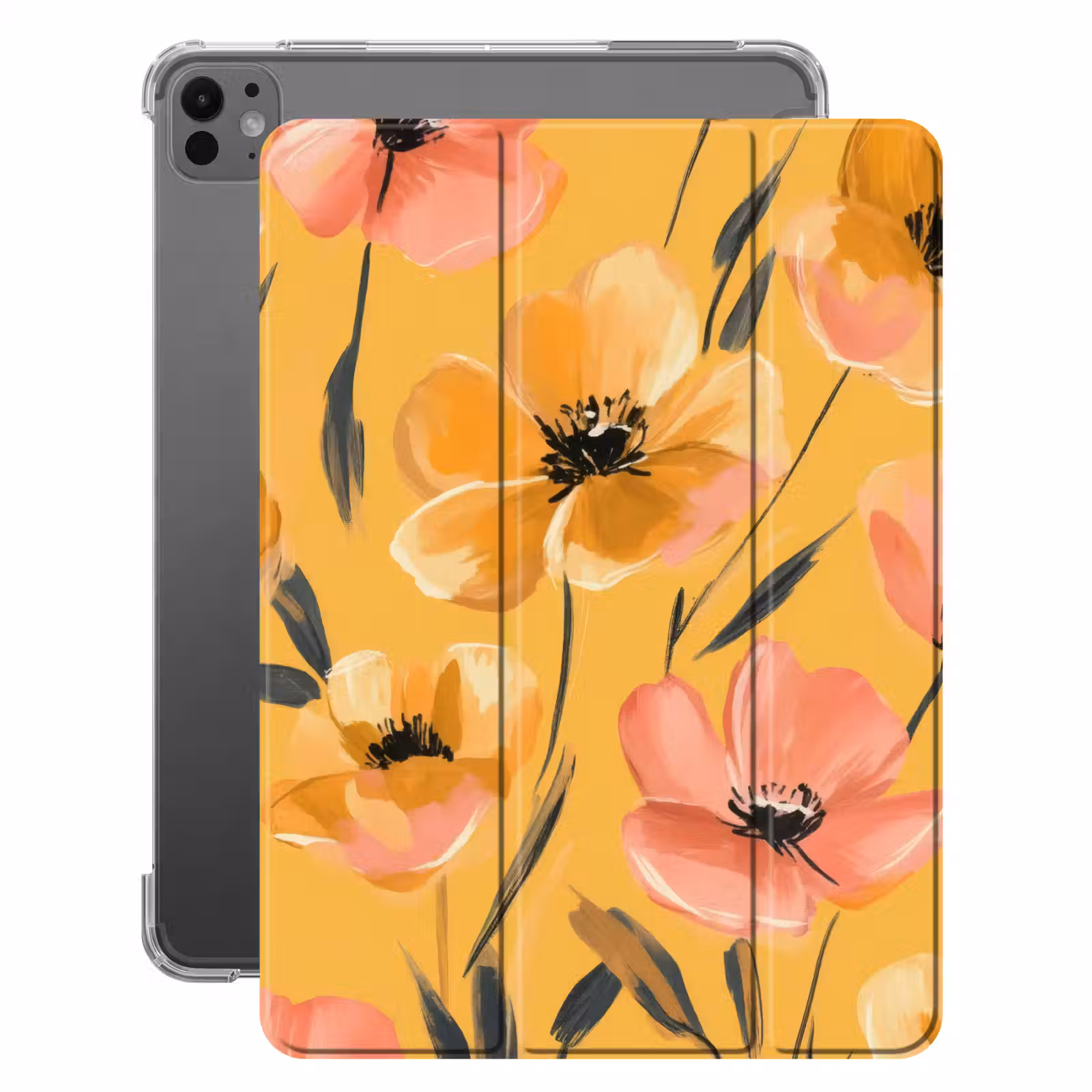 iPad-Hülle - Blumen - Gemalt - Gelb — 1