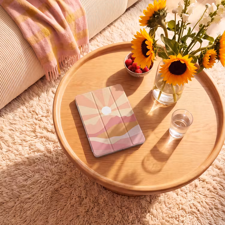 iPad-Hülle - Berge - Abstrakt - Sonnenstrahlen - Rosa — 2