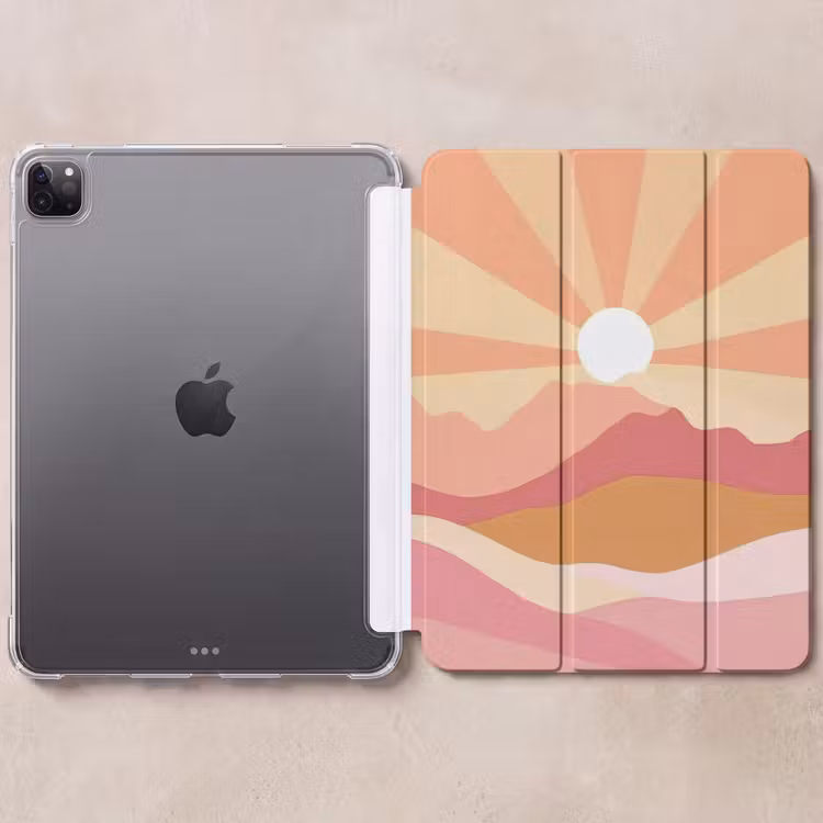 iPad-Hülle - Berge - Abstrakt - Sonnenstrahlen - Rosa — 6