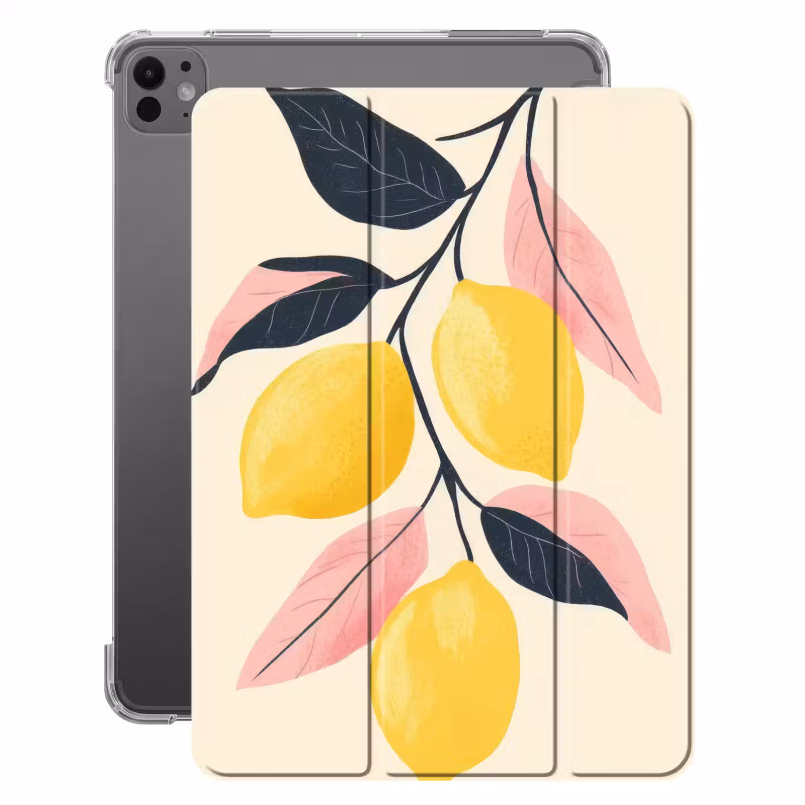 iPad-Hülle - Zitronen - Leuchtend gelb - Zweig - Blätter — 1