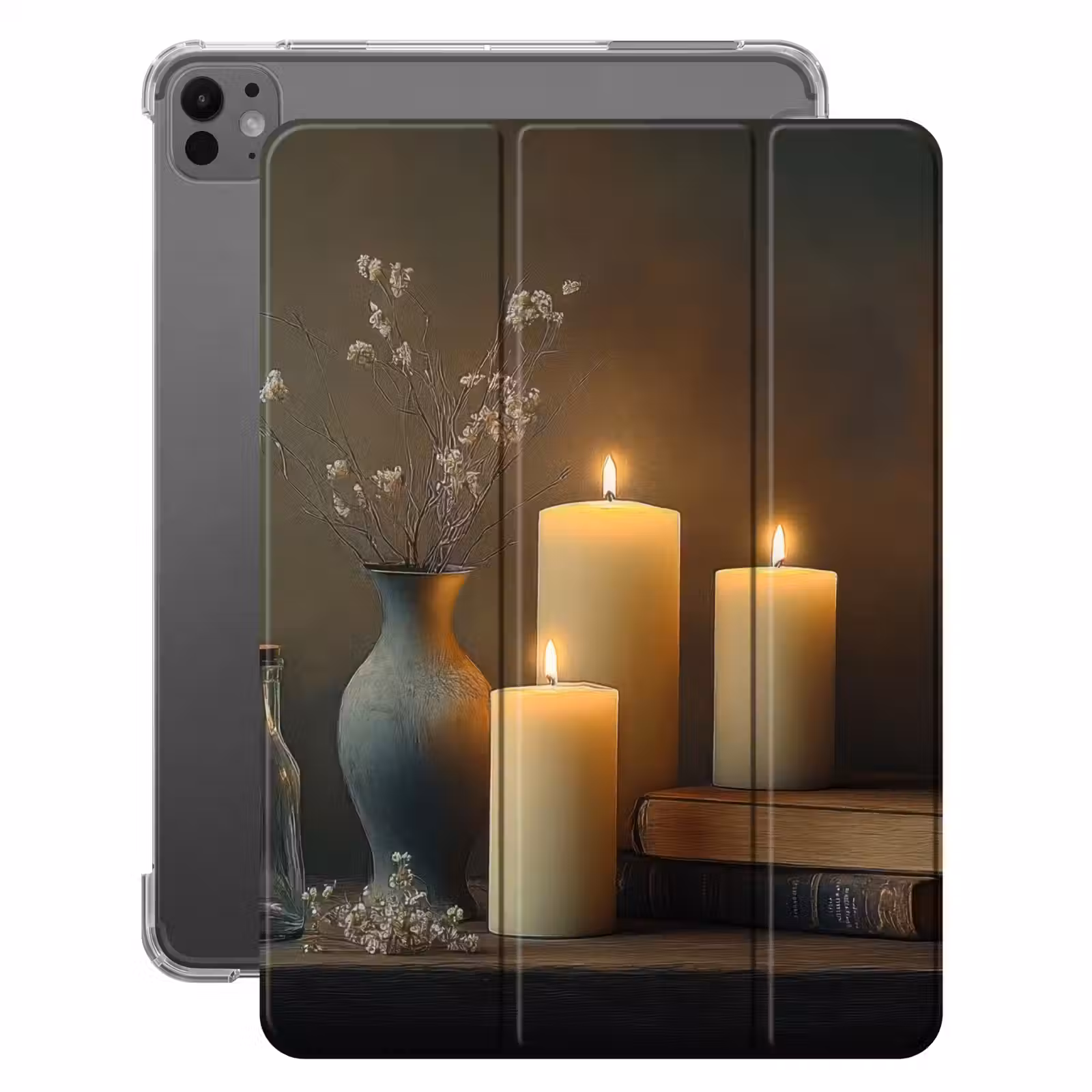 iPad-Hülle - Kerzen - Stilleben - Rustikal - Bücher — 1