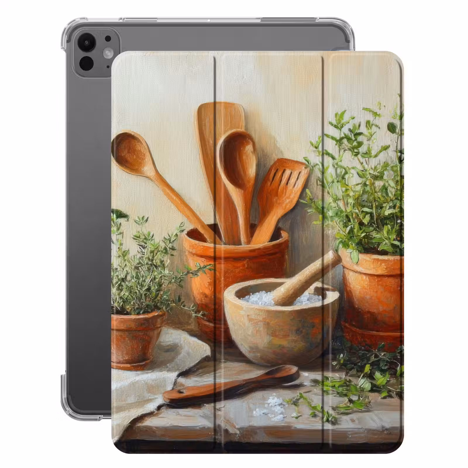 iPad-Hülle - Töpfe - Kräuter - Holz — 1