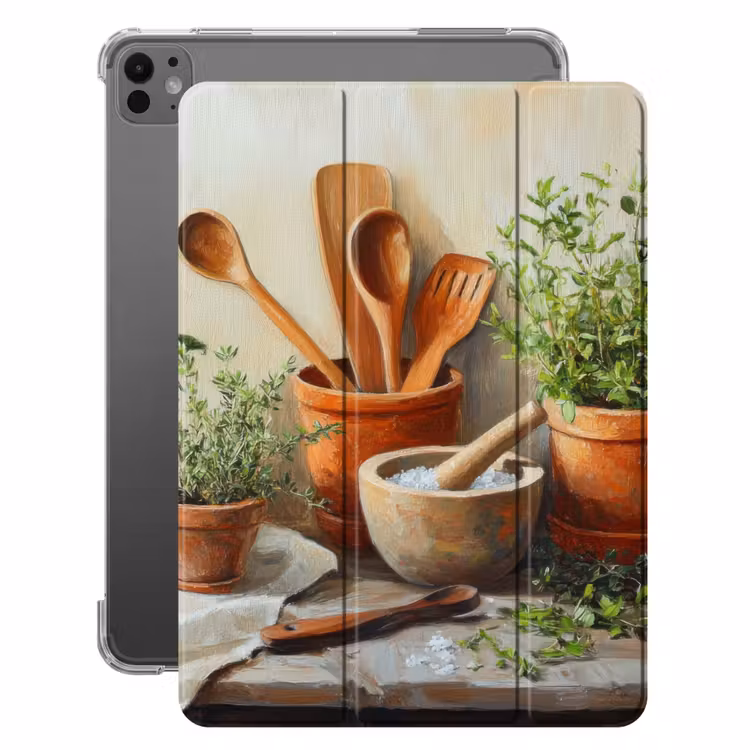 iPad-Hülle - Töpfe - Kräuter - Holz — 1