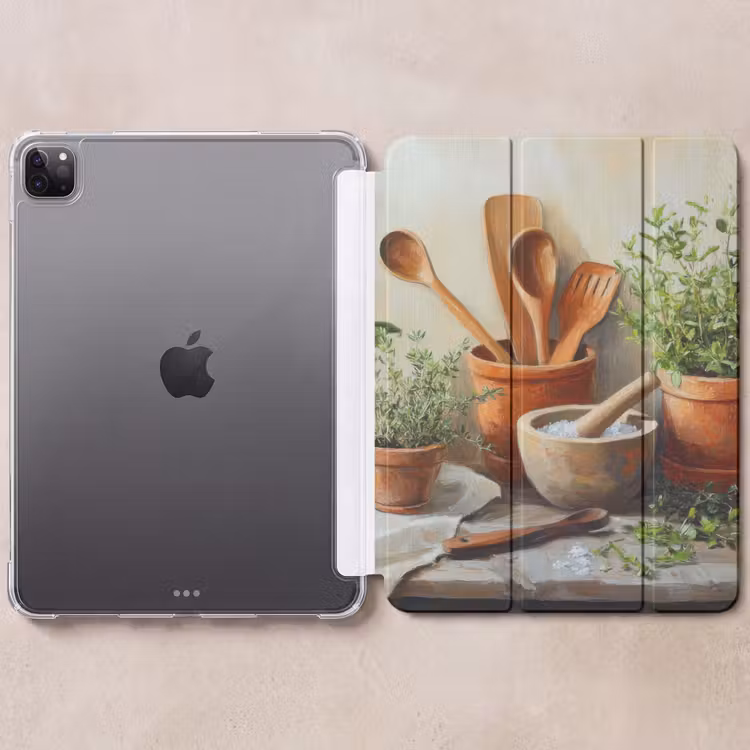iPad-Hülle - Töpfe - Kräuter - Holz — 6