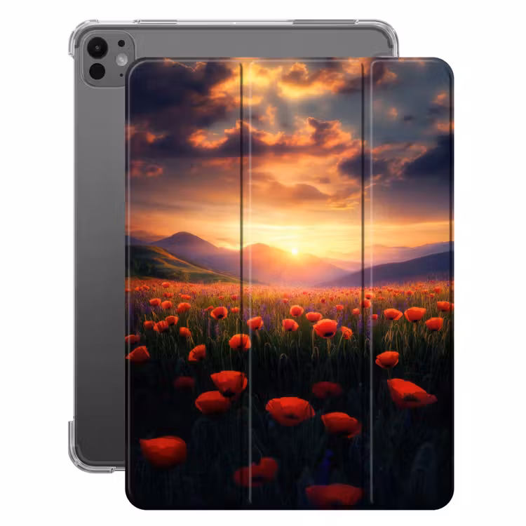 iPad-Hülle - Landschaft - Sonnenuntergang - Blumenfeld — 1