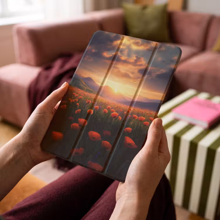 iPad-Hülle - Landschaft - Sonnenuntergang - Blumenfeld — 4