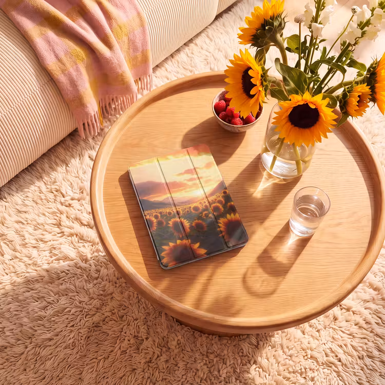 iPad-Hülle - Sonnenblumen - Sonnenuntergang - Landschaft — 2