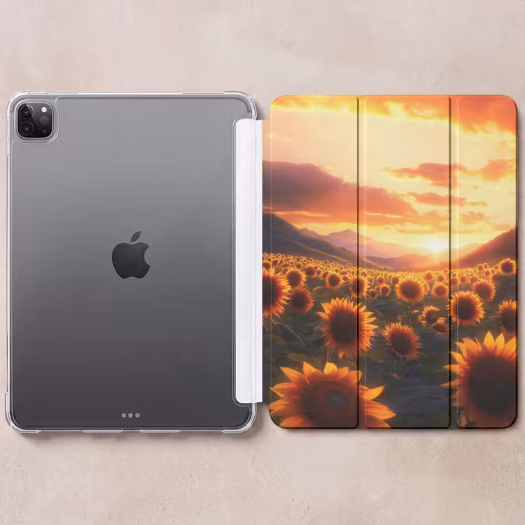 iPad-Hülle - Sonnenblumen - Sonnenuntergang - Landschaft — 6