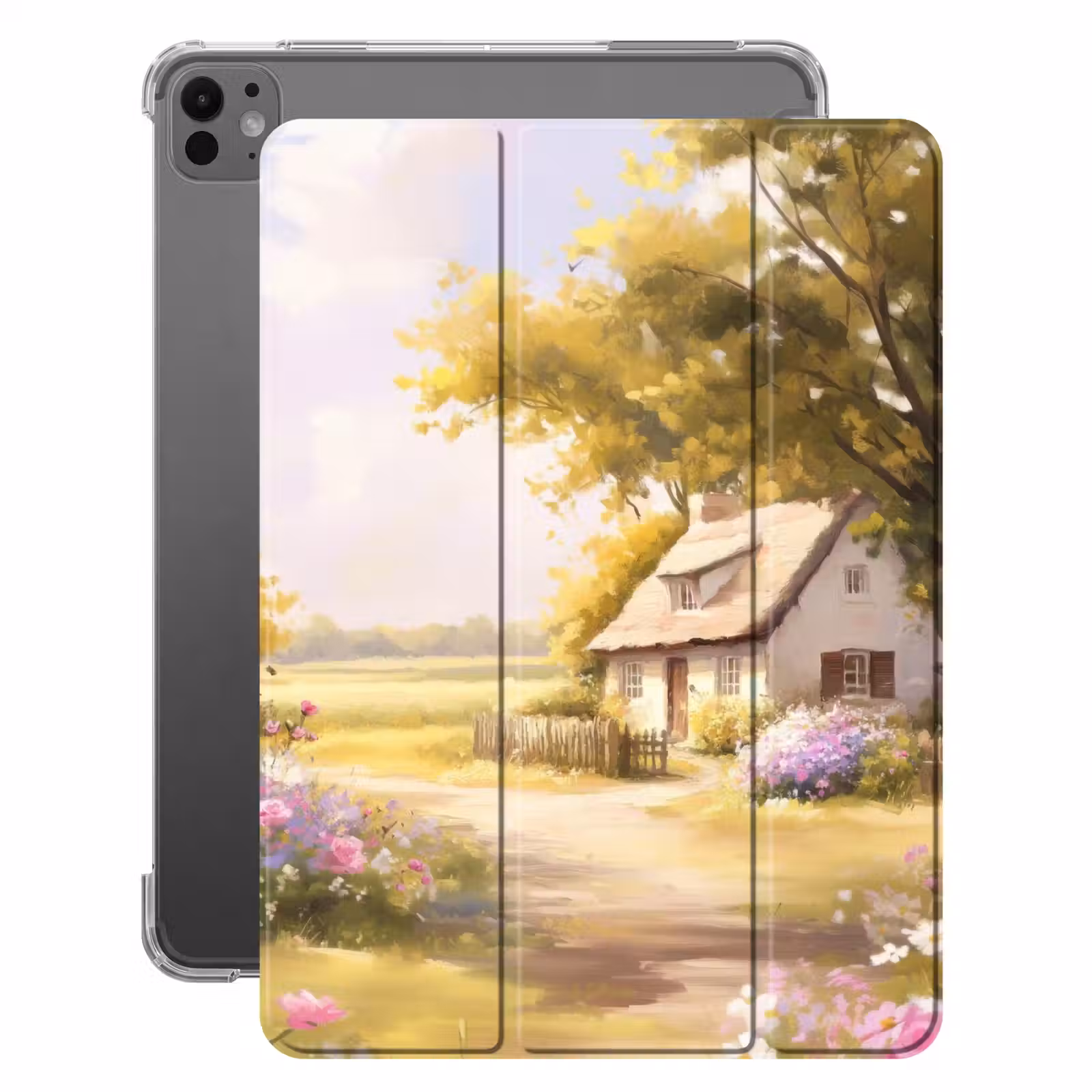iPad-Hülle - Landhaus - Holz - Blumen — 1