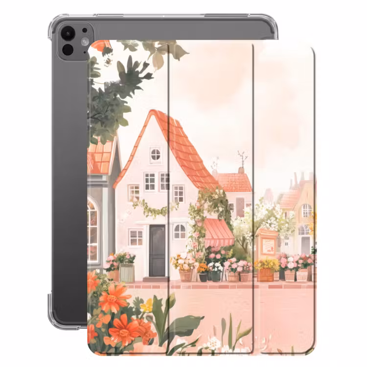 iPad-Hülle - Blumen - Häuser - Dorf — 1