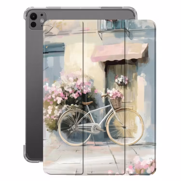iPad-Hülle - Fahrrad - Pastellfarben - Blumen — 1