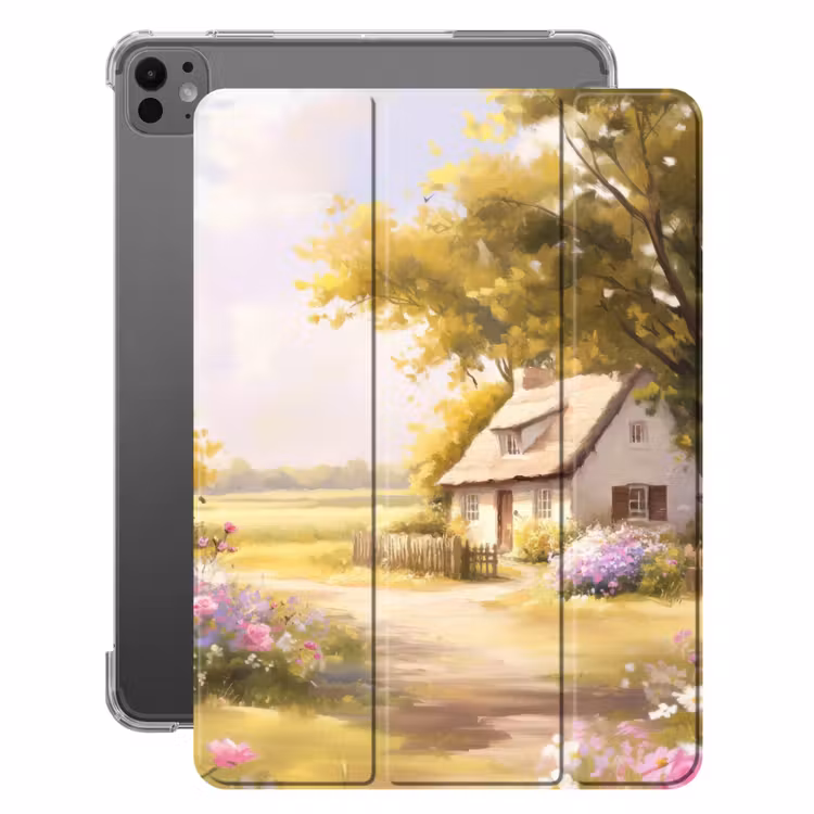 iPad-Hülle - Landhaus - Holz - Blumen — 1