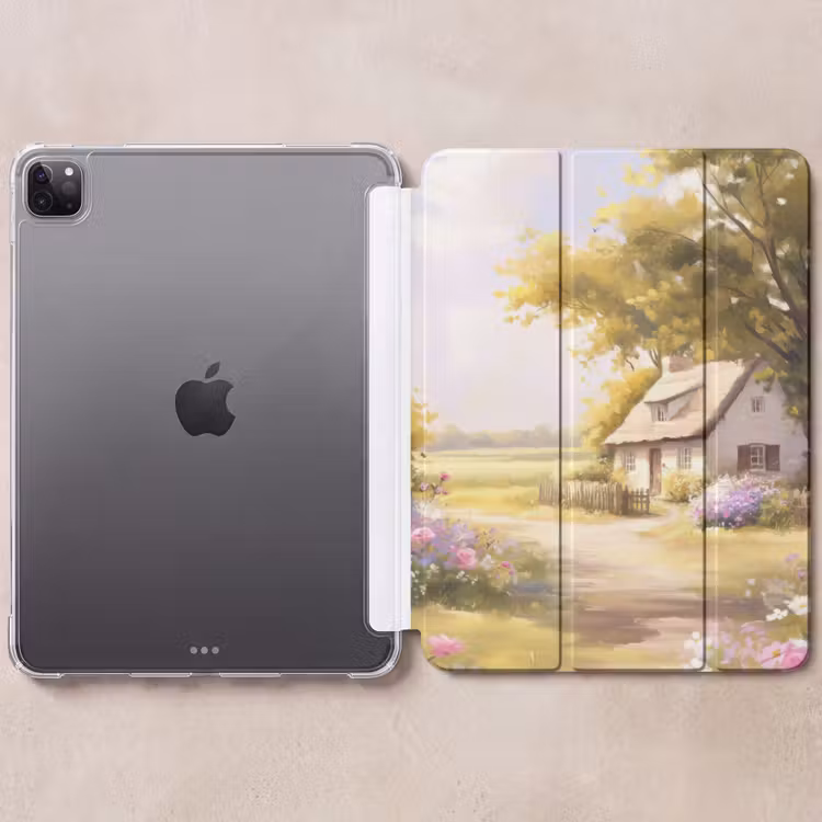 iPad-Hülle - Landhaus - Holz - Blumen — 6