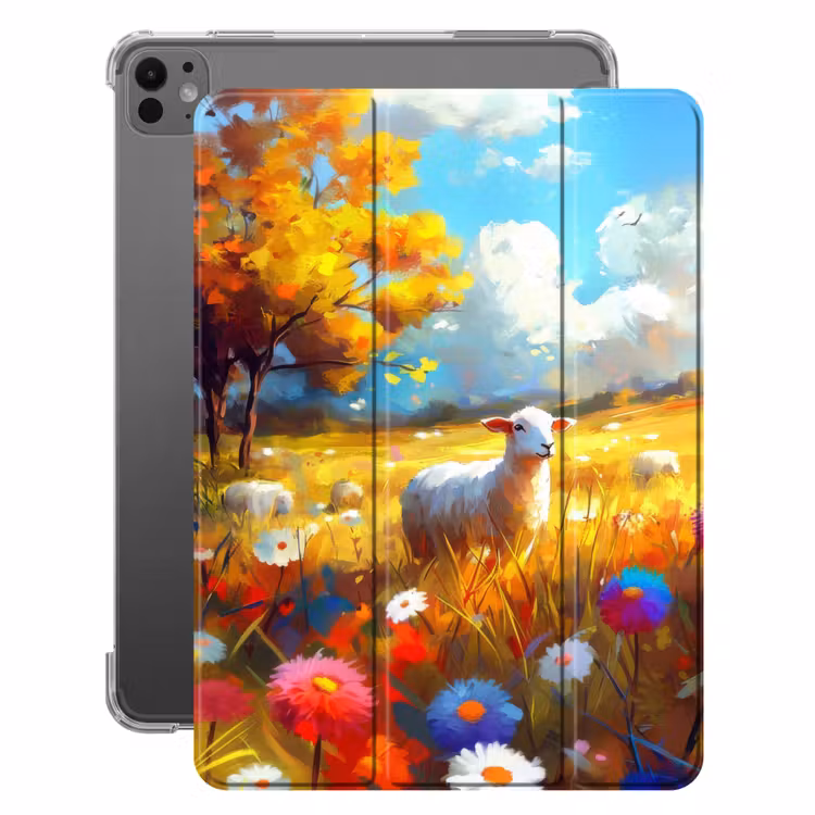 iPad-Hülle - Schafe - Wiese - Blumen — 1