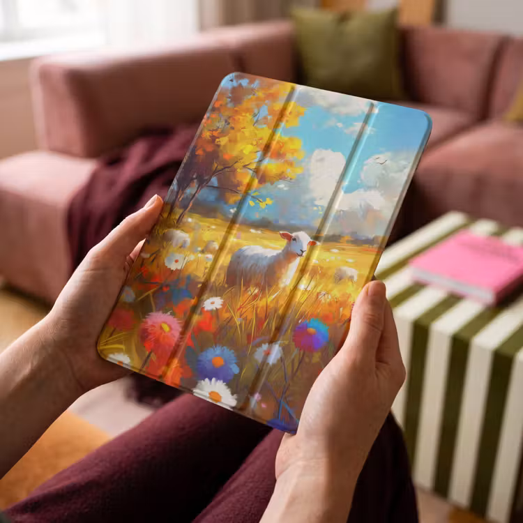 iPad-Hülle - Schafe - Wiese - Blumen — 4
