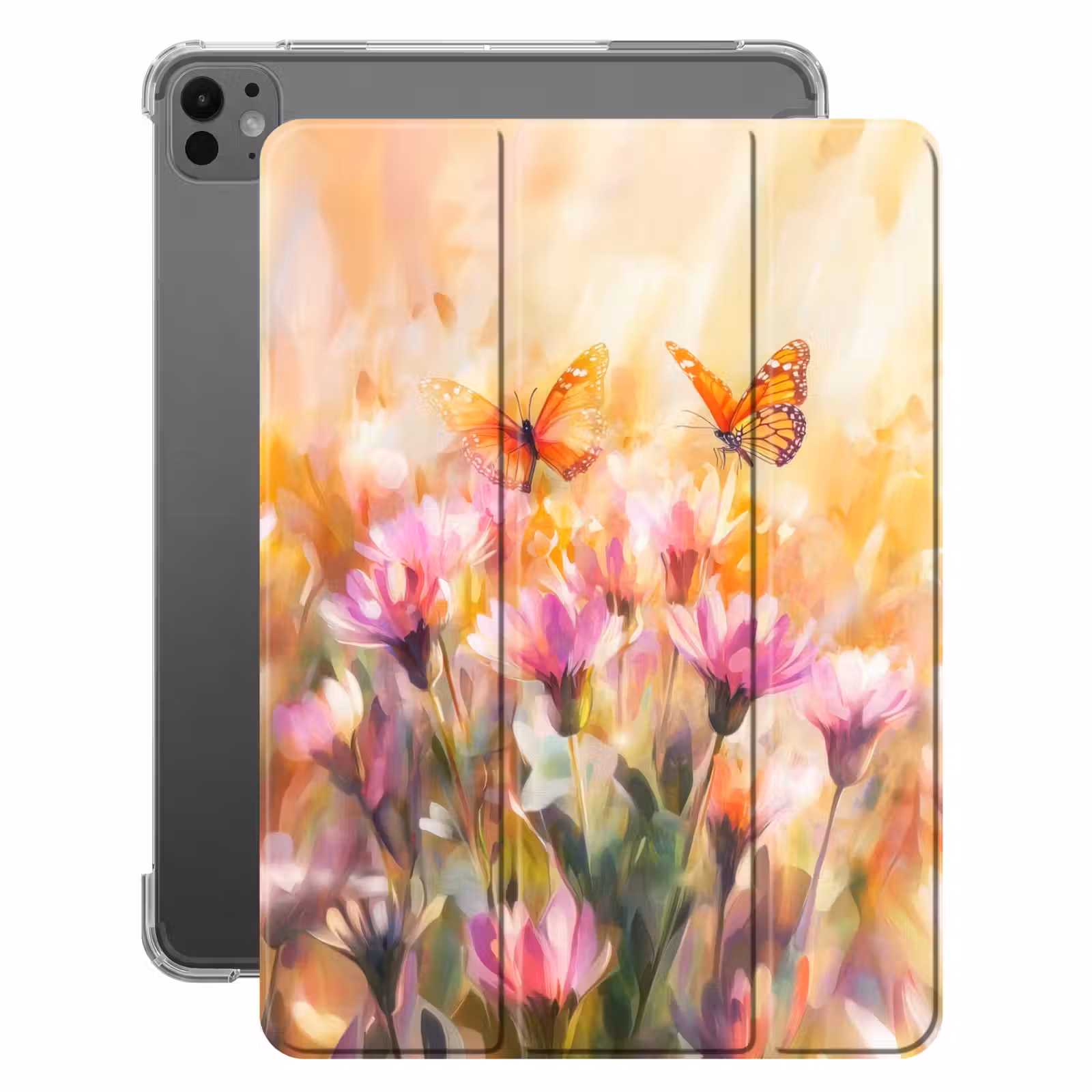 iPad-Hülle - Schmetterlinge - Orange - Blumen — 1